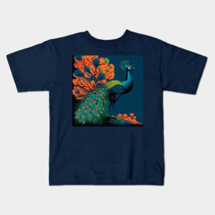 Beautiful Peacock and Stunning Matching Foliage Kids T-Shirt